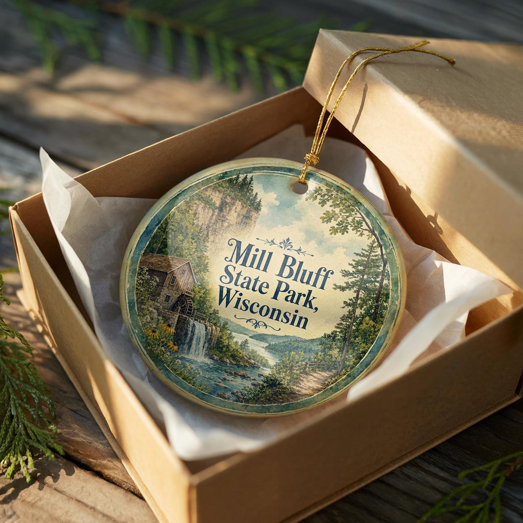 Mill Bluff State Park Wisconsin Watercolor Ceramic Ornament, Wisconsin State Park Souvenir, Mill Bluff Scenic Landscape Keepsake Gift — photo 8