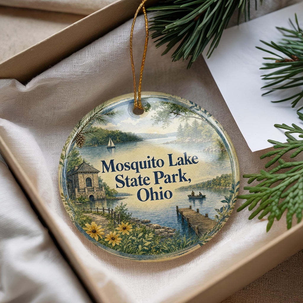 Mosquito Lake State Park Ohio Watercolor Ceramic Ornament, Park Landscape Souvenir, Ohio State Park Keepsake Gift — photo 4