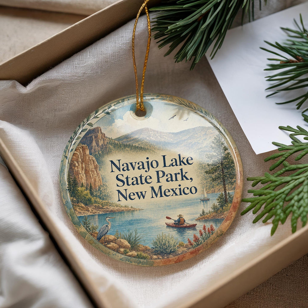 Watercolor Navajo Lake State Park New Mexico Ceramic Ornament, Travel Souvenir, Outdoor Adventure Keepsake, Park Landmark Gift — photo 4