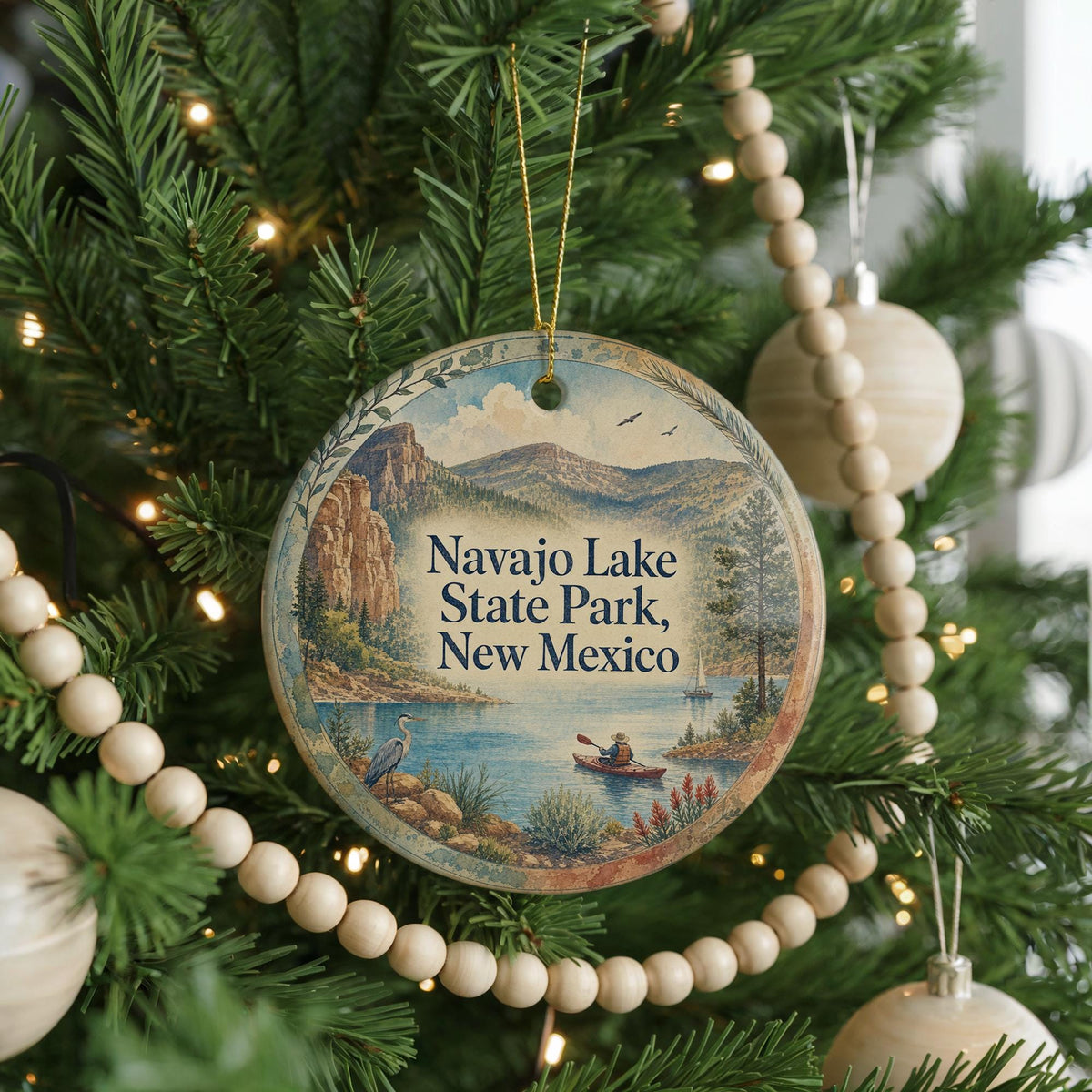 Watercolor Navajo Lake State Park New Mexico Ceramic Ornament, Travel Souvenir, Outdoor Adventure Keepsake, Park Landmark Gift — photo 6