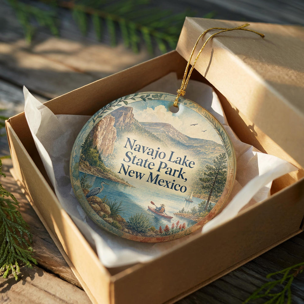 Watercolor Navajo Lake State Park New Mexico Ceramic Ornament, Travel Souvenir, Outdoor Adventure Keepsake, Park Landmark Gift — photo 8