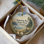 Nehalem Bay State Park Oregon Watercolor Ceramic Ornament, Coastal Park Souvenir, Oregon Coast Vacation Keepsake Gift — photo 1