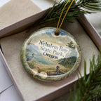 Nehalem Bay State Park Oregon Watercolor Ceramic Ornament, Coastal Park Souvenir, Oregon Coast Vacation Keepsake Gift — photo 2