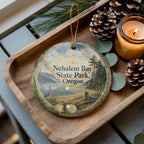 Nehalem Bay State Park Oregon Watercolor Ceramic Ornament, Coastal Park Souvenir, Oregon Coast Vacation Keepsake Gift — photo 3
