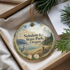 Nehalem Bay State Park Oregon Watercolor Ceramic Ornament, Coastal Park Souvenir, Oregon Coast Vacation Keepsake Gift — photo 4