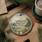 Nehalem Bay State Park Oregon Watercolor Ceramic Ornament, Coastal Park Souvenir, Oregon Coast Vacation Keepsake Gift — photo 5