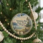 Nehalem Bay State Park Oregon Watercolor Ceramic Ornament, Coastal Park Souvenir, Oregon Coast Vacation Keepsake Gift — photo 6