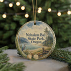 Nehalem Bay State Park Oregon Watercolor Ceramic Ornament, Coastal Park Souvenir, Oregon Coast Vacation Keepsake Gift — photo 7
