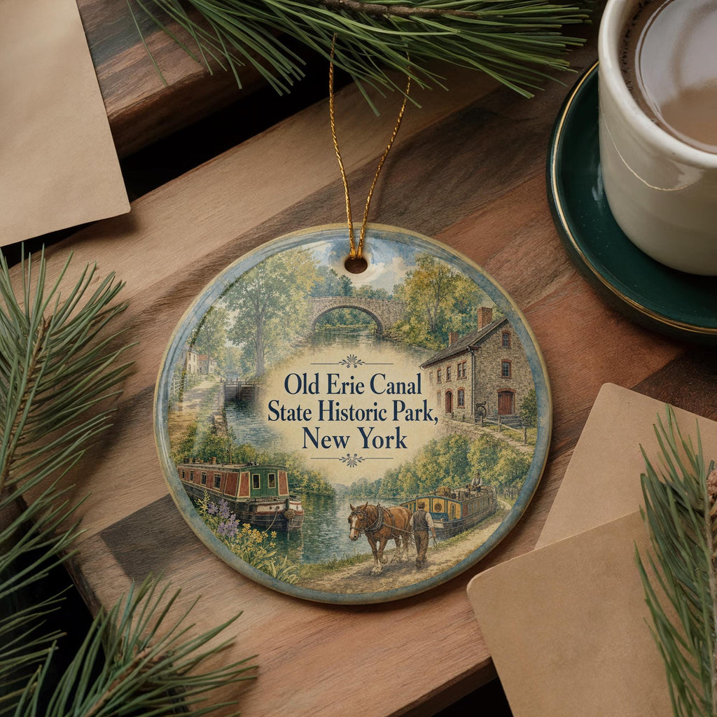 Old Erie Canal State Historic Park New York Watercolor Ceramic Ornament, Erie Canal Landmark Souvenir Gift — photo 5