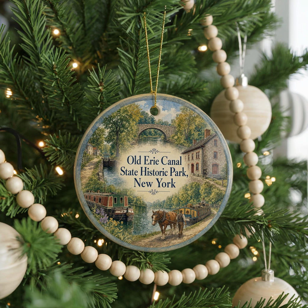 Old Erie Canal State Historic Park New York Watercolor Ceramic Ornament, Erie Canal Landmark Souvenir Gift — photo 6