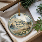 Pacific Beach State Park Washington Watercolor Ceramic Ornament, Coastal Beach Scene Souvenir, Pacific Northwest Travel Gift — photo 4