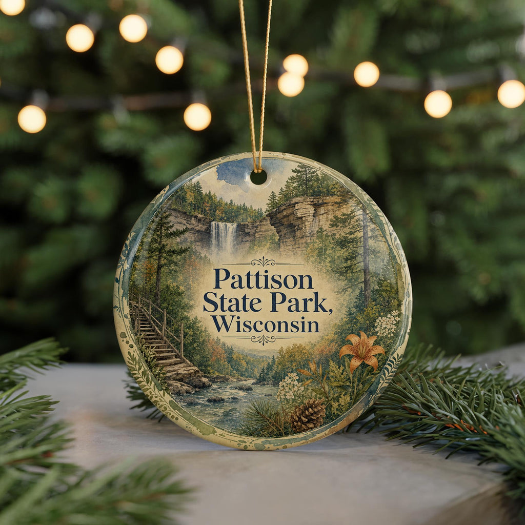 Pattison State Park Wisconsin Watercolor Ceramic Ornament, Superior Area Nature Landmark Souvenir Gift — photo 7