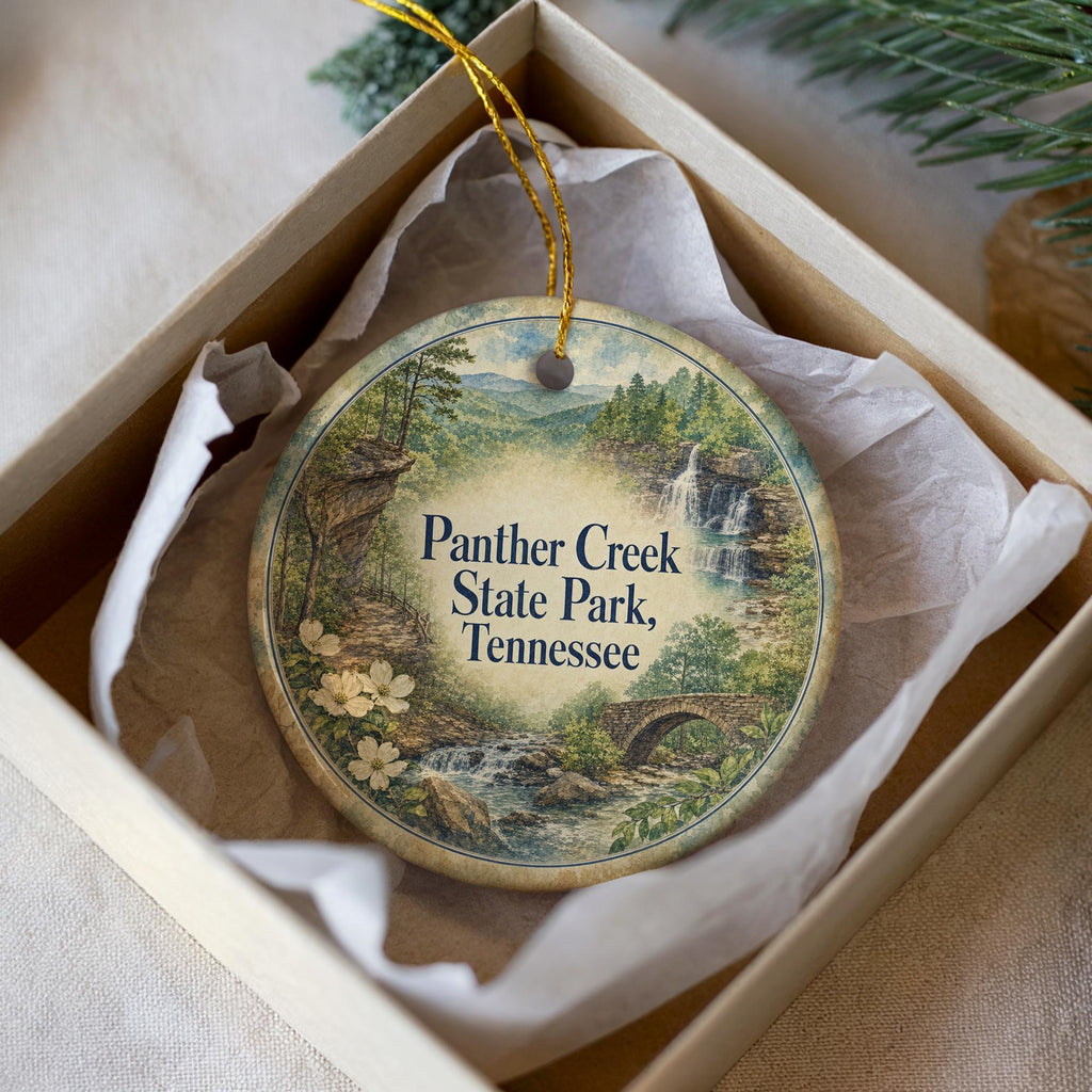 Panther Creek State Park Tennessee Watercolor Ceramic Ornament, Morristown TN Nature Souvenir Keepsake Gift — photo 3