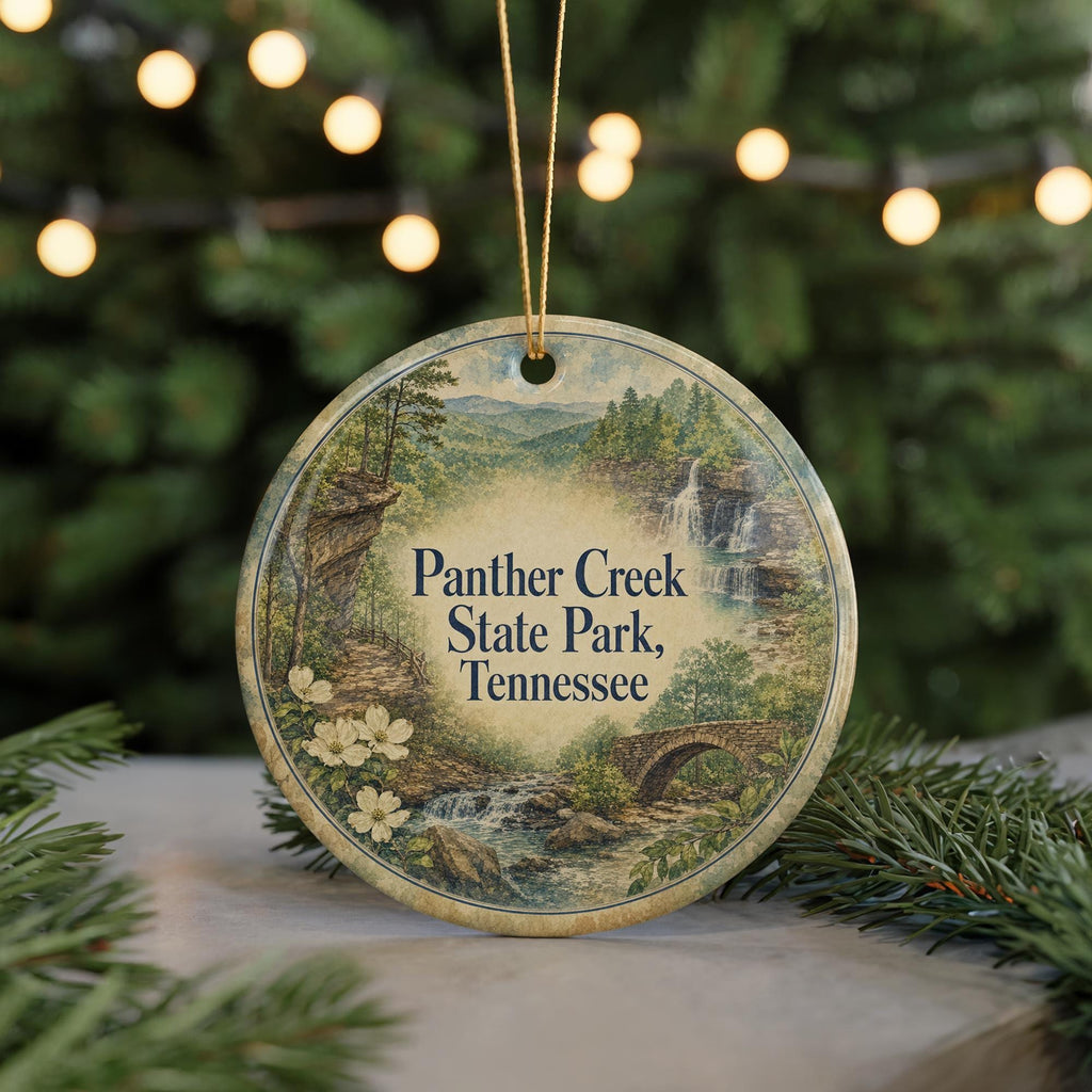 Panther Creek State Park Tennessee Watercolor Ceramic Ornament, Morristown TN Nature Souvenir Keepsake Gift — photo 7