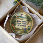 Point Beach State Forest Wisconsin Ceramic Ornament, Watercolor Nature Park Souvenir, Lake Michigan Coastal Forest Keepsake — photo 2