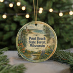 Point Beach State Forest Wisconsin Ceramic Ornament, Watercolor Nature Park Souvenir, Lake Michigan Coastal Forest Keepsake — photo 7