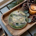 Point State Park Pennsylvania Watercolor Ceramic Ornament, Pittsburgh PA Park Landmark Souvenir, Travel Keepsake Gift — photo 1
