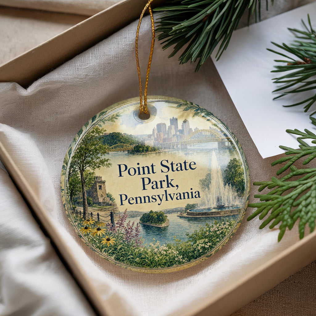 Point State Park Pennsylvania Watercolor Ceramic Ornament, Pittsburgh PA Park Landmark Souvenir, Travel Keepsake Gift — photo 4