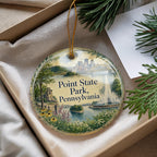 Point State Park Pennsylvania Watercolor Ceramic Ornament, Pittsburgh PA Park Landmark Souvenir, Travel Keepsake Gift — photo 4