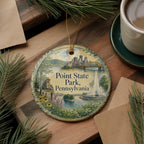 Point State Park Pennsylvania Watercolor Ceramic Ornament, Pittsburgh PA Park Landmark Souvenir, Travel Keepsake Gift — photo 5