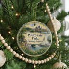 Point State Park Pennsylvania Watercolor Ceramic Ornament, Pittsburgh PA Park Landmark Souvenir, Travel Keepsake Gift — photo 6