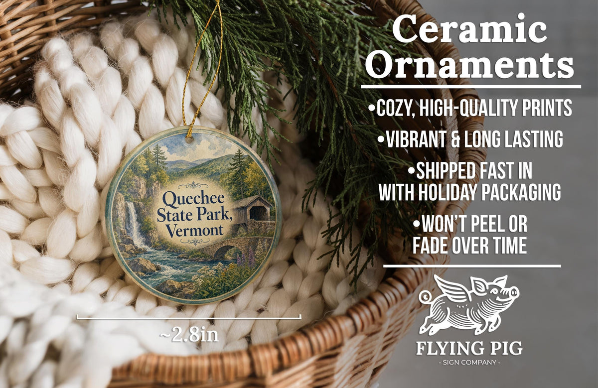 Quechee State Park Vermont Watercolor Ceramic Ornament, Quechee Gorge Souvenir, Vermont State Park Keepsake, New England Travel Gift — photo 9