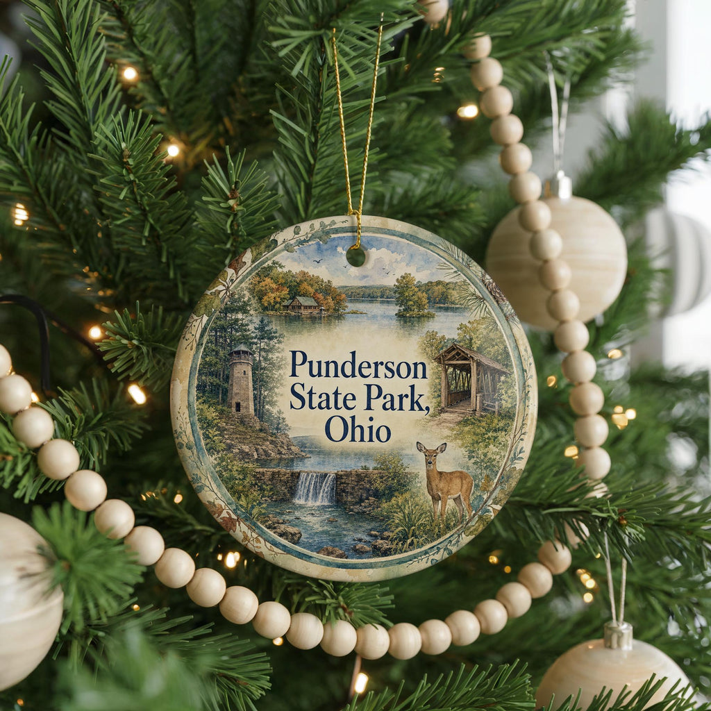 Punderson State Park Ohio Watercolor Ceramic Ornament, Geauga County State Park Souvenir, Ohio Travel Keepsake Gift — photo 6