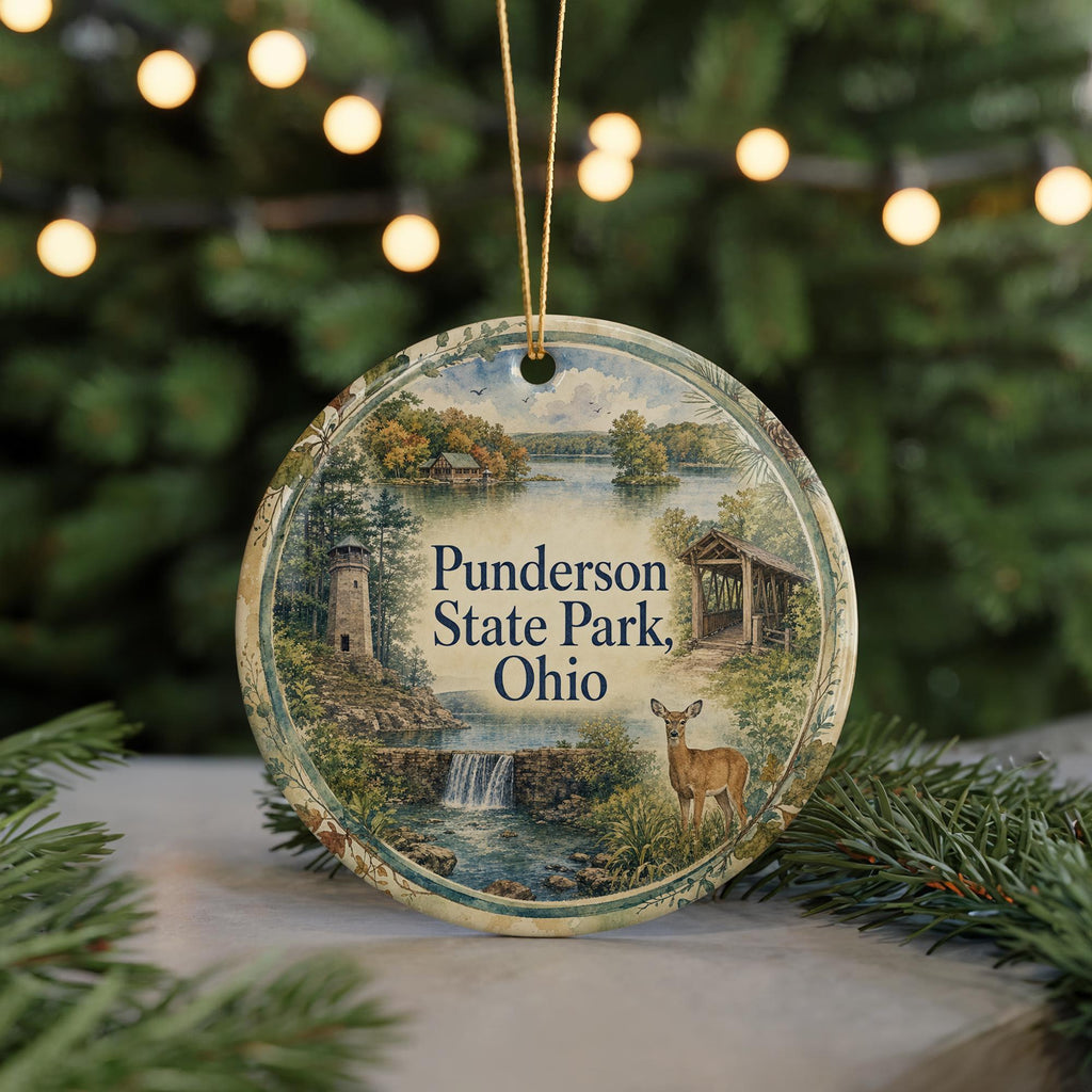 Punderson State Park Ohio Watercolor Ceramic Ornament, Geauga County State Park Souvenir, Ohio Travel Keepsake Gift — photo 7