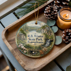 R B Winter State Park Pennsylvania Watercolor Ceramic Ornament, State Park Souvenir, Outdoor Nature Travel Keepsake Gift — photo 1