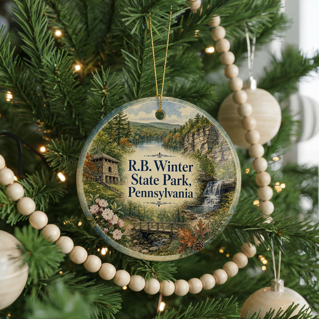 R B Winter State Park Pennsylvania Watercolor Ceramic Ornament, State Park Souvenir, Outdoor Nature Travel Keepsake Gift — photo 6