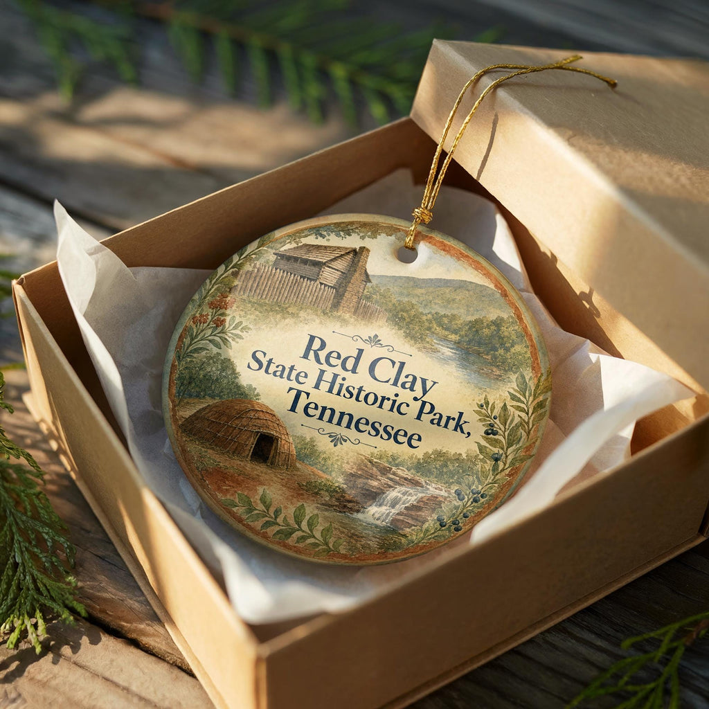 Red Clay State Historic Park Tennessee Watercolor Ceramic Ornament, Tennessee State Park Souvenir Gift, Travel Keepsake Ornament — photo 8