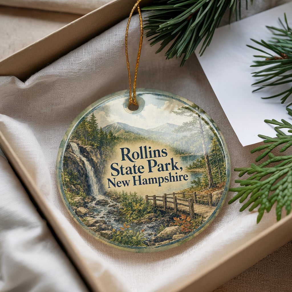 Rollins State Park New Hampshire Watercolor Ceramic Ornament, Mount Kearsarge Scenic Souvenir Gift, NH State Park Keepsake — photo 4