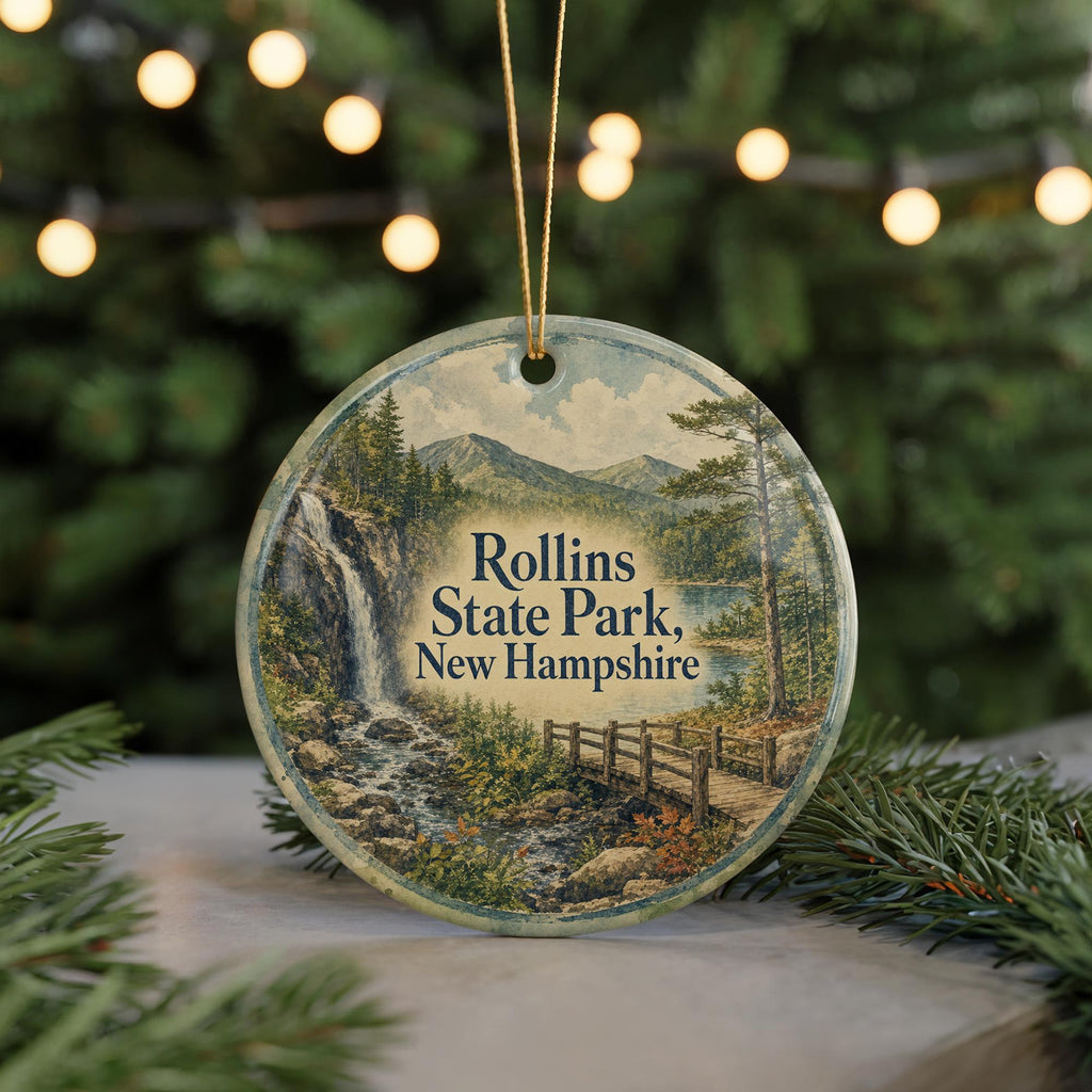Rollins State Park New Hampshire Watercolor Ceramic Ornament, Mount Kearsarge Scenic Souvenir Gift, NH State Park Keepsake — photo 7