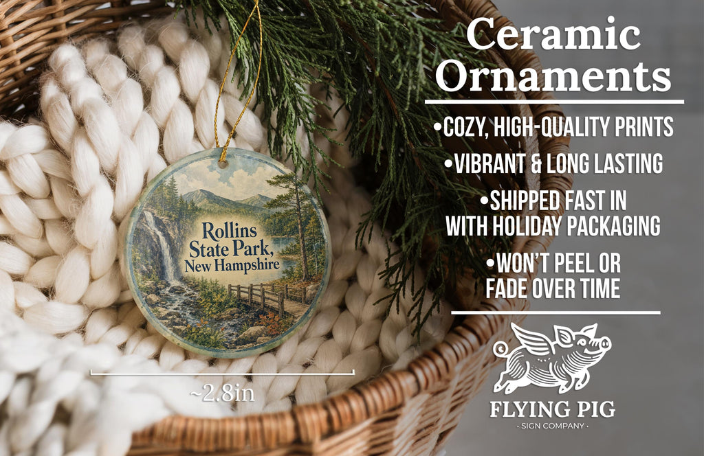 Rollins State Park New Hampshire Watercolor Ceramic Ornament, Mount Kearsarge Scenic Souvenir Gift, NH State Park Keepsake — photo 9