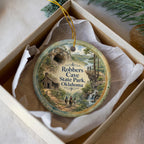 Robbers Cave State Park Oklahoma Watercolor Ceramic Ornament, Park Souvenir Keepsake, Travel Gift, Oklahoma Landmark Decor — photo 1