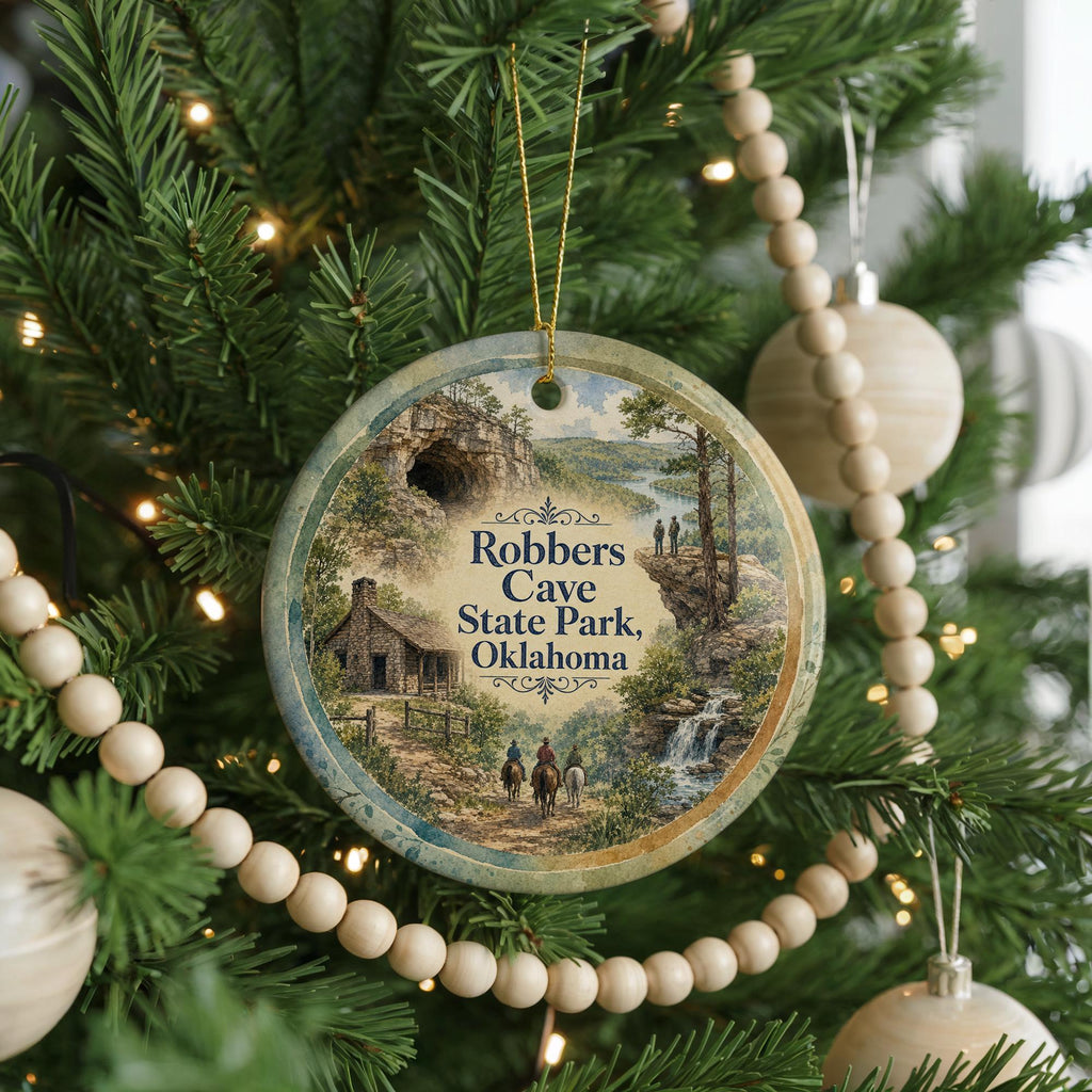 Robbers Cave State Park Oklahoma Watercolor Ceramic Ornament, Park Souvenir Keepsake, Travel Gift, Oklahoma Landmark Decor — photo 6