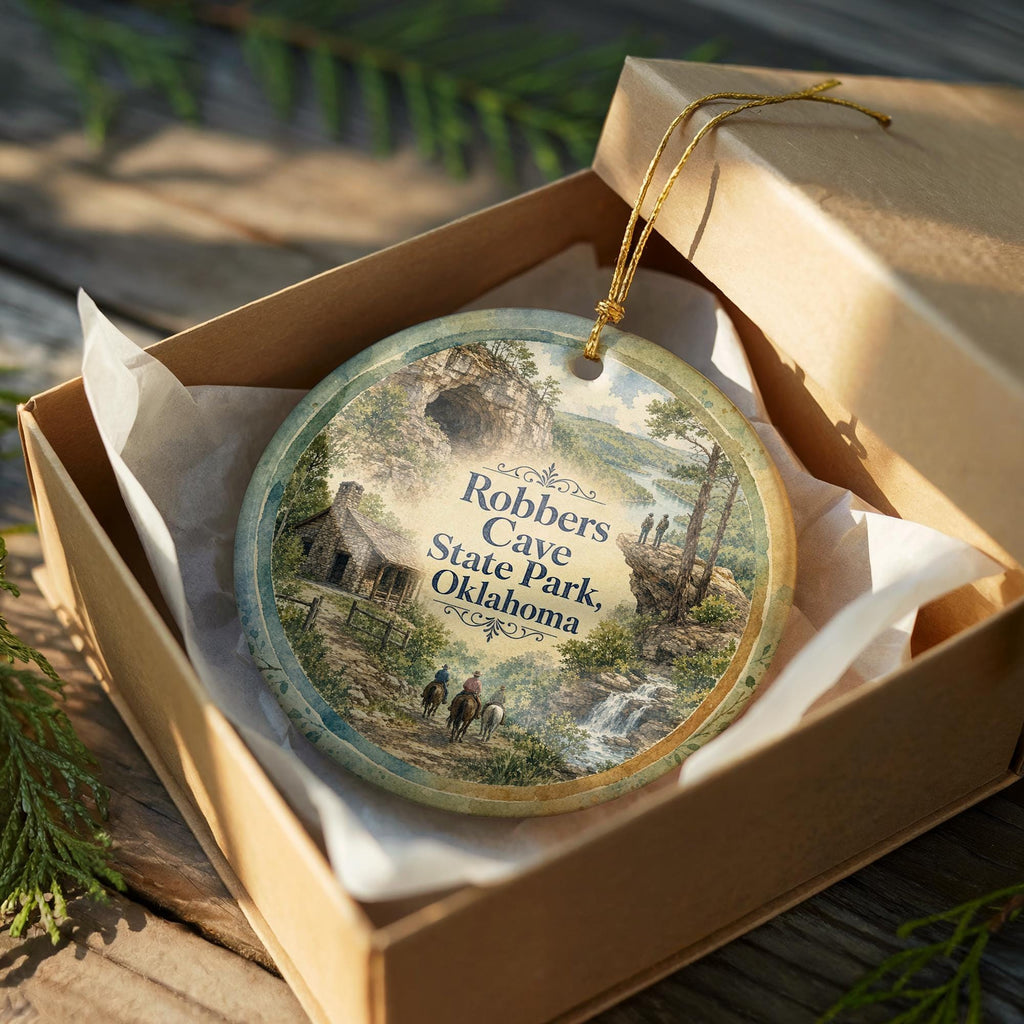 Robbers Cave State Park Oklahoma Watercolor Ceramic Ornament, Park Souvenir Keepsake, Travel Gift, Oklahoma Landmark Decor — photo 8