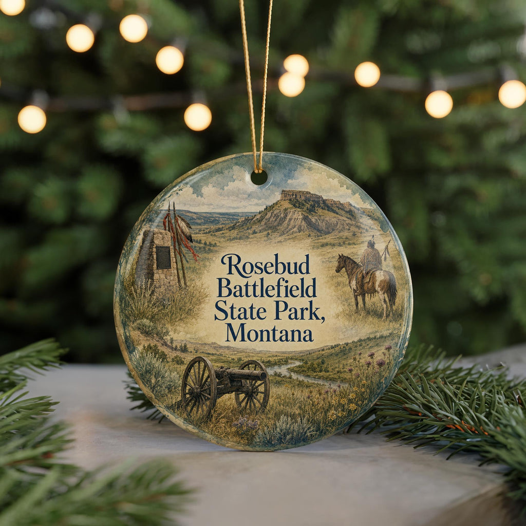 Rosebud Battlefield State Park Montana Watercolor Ceramic Ornament, Historic Battlefield Landmark Souvenir Keepsake Gift — photo 7