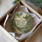 Rocky Arbor State Park Wisconsin Watercolor Ceramic Ornament, Dells Nature Landscape Souvenir Christmas Tree Decoration — photo 1