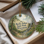 Rocky Arbor State Park Wisconsin Watercolor Ceramic Ornament, Dells Nature Landscape Souvenir Christmas Tree Decoration — photo 4