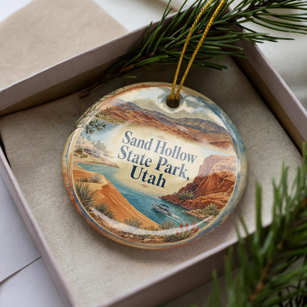 Sand Hollow State Park Utah Watercolor Ceramic Ornament, Utah State Park Souvenir, Travel Keepsake Gift — photo 2