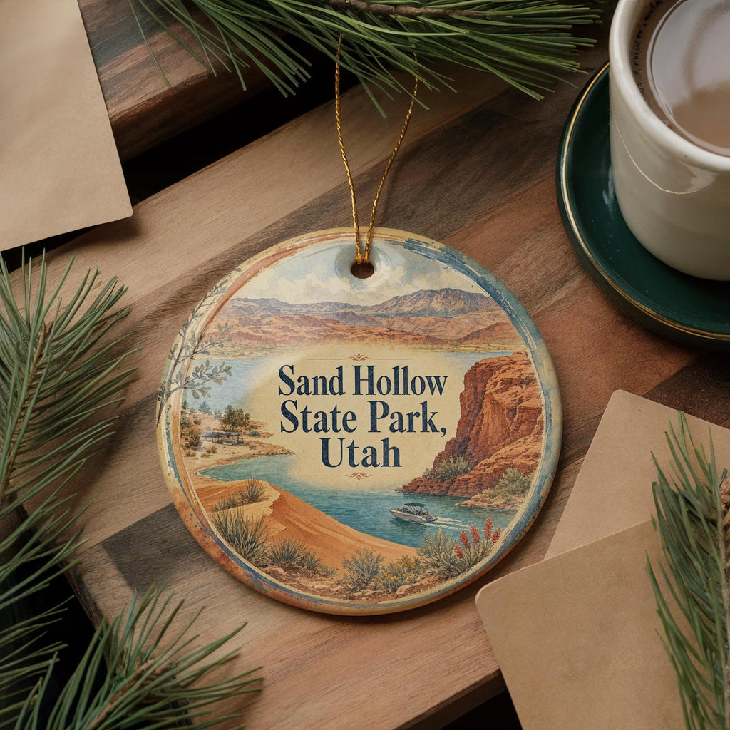 Sand Hollow State Park Utah Watercolor Ceramic Ornament, Utah State Park Souvenir, Travel Keepsake Gift — photo 5