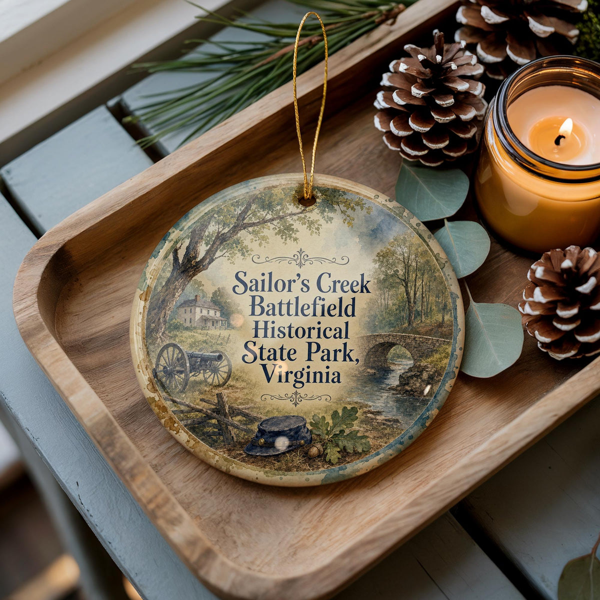Sailor’s Creek Battlefield Historical State Park Watercolor Ceramic Ornament, Civil War Battlefield Virginia Souvenir Gift — photo 1