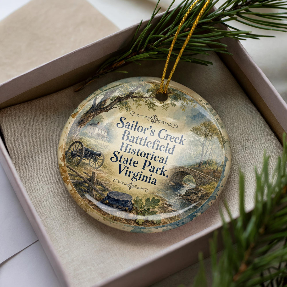 Sailor’s Creek Battlefield Historical State Park Watercolor Ceramic Ornament, Civil War Battlefield Virginia Souvenir Gift — photo 3