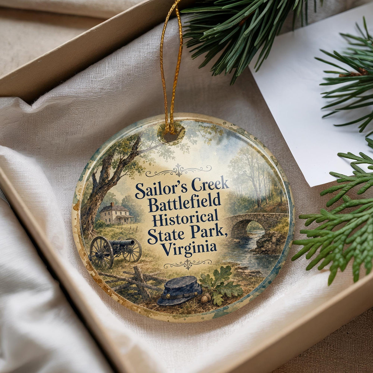 Sailor’s Creek Battlefield Historical State Park Watercolor Ceramic Ornament, Civil War Battlefield Virginia Souvenir Gift — photo 4