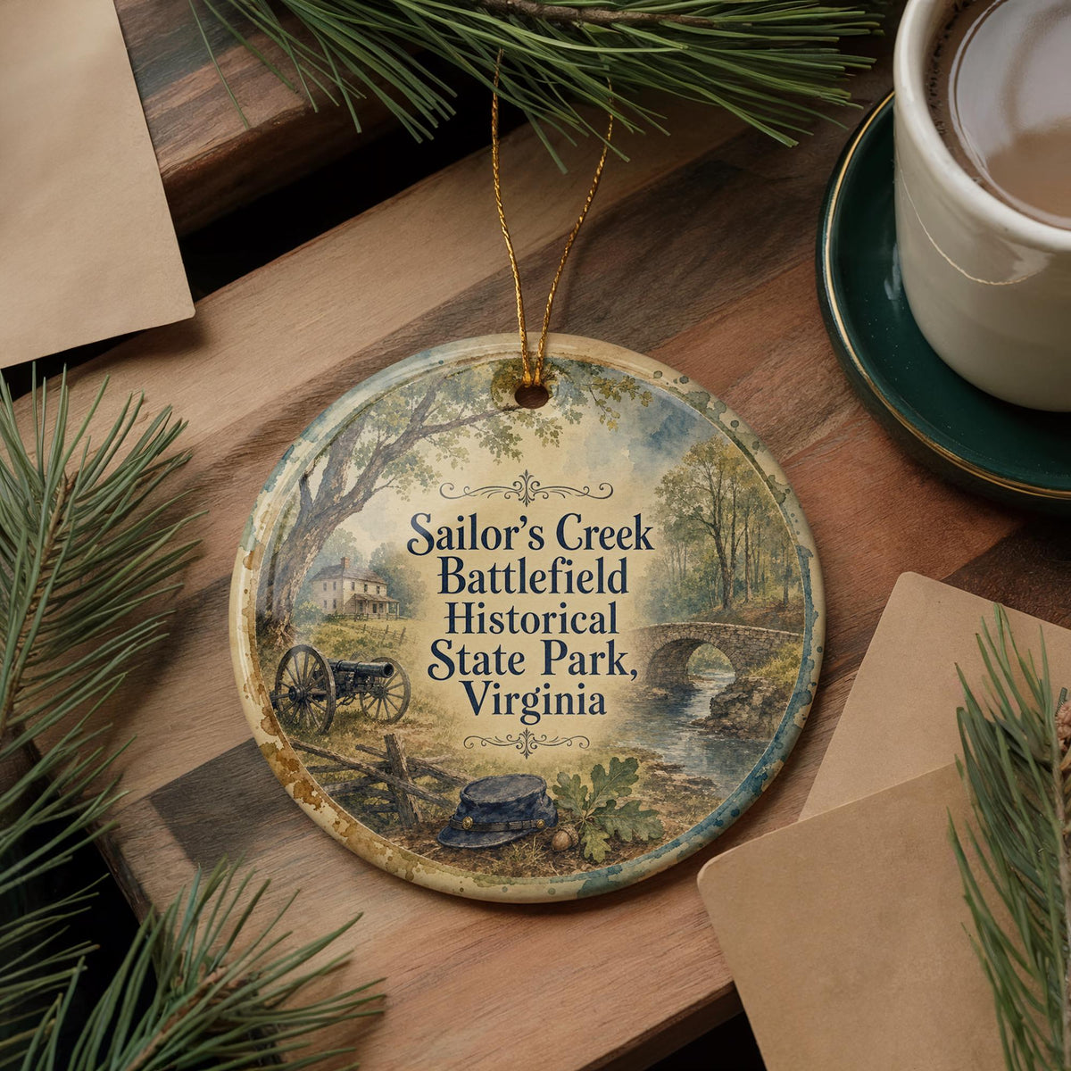 Sailor’s Creek Battlefield Historical State Park Watercolor Ceramic Ornament, Civil War Battlefield Virginia Souvenir Gift — photo 5