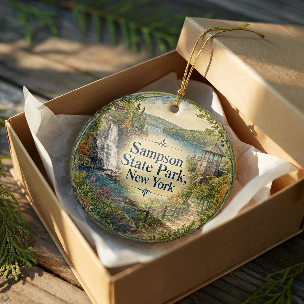 Sampson State Park New York Watercolor Ceramic Ornament, Finger Lakes State Park Souvenir, Travel Keepsake Gift — photo 8