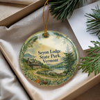 Seyon Lodge State Park Vermont Ceramic Ornament, Watercolor Vermont State Park Souvenir, Lake & Forest Travel Keepsake Gift — photo 4