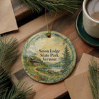 Seyon Lodge State Park Vermont Ceramic Ornament, Watercolor Vermont State Park Souvenir, Lake & Forest Travel Keepsake Gift — photo 5