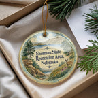 Sherman State Recreation Area Nebraska Watercolor Ceramic Ornament, Nebraska State Park Souvenir, Outdoor Lake Camping Gift — photo 4